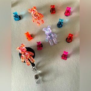 Croc charm jibbitz with matching badge reel